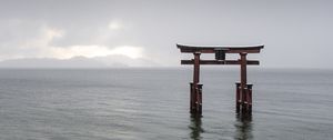 Preview wallpaper gate, architecture, water, sea, japan