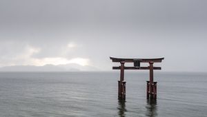 Preview wallpaper gate, architecture, water, sea, japan