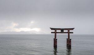 Preview wallpaper gate, architecture, water, sea, japan