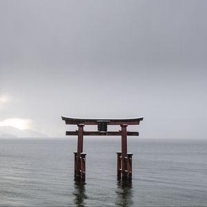 Preview wallpaper gate, architecture, water, sea, japan