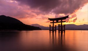 Preview wallpaper gate, china, sea, sunset, sky