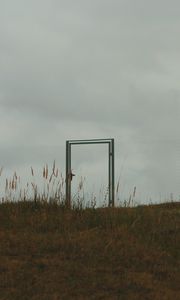 Preview wallpaper gate, fence, minimalism, sky, grass