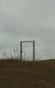 Preview wallpaper gate, fence, minimalism, sky, grass