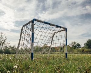 Preview wallpaper gate, net, field, grass, football, sport