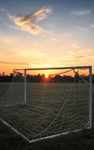 Preview wallpaper gate, net, field, sunset, football, sport