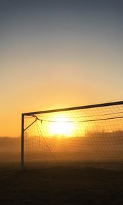 Preview wallpaper gate, net, sun, light, football, dark