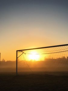 Preview wallpaper gate, net, sun, light, football, dark