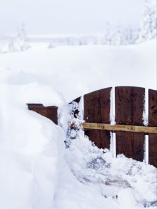 Preview wallpaper gate, snow, winter, fence