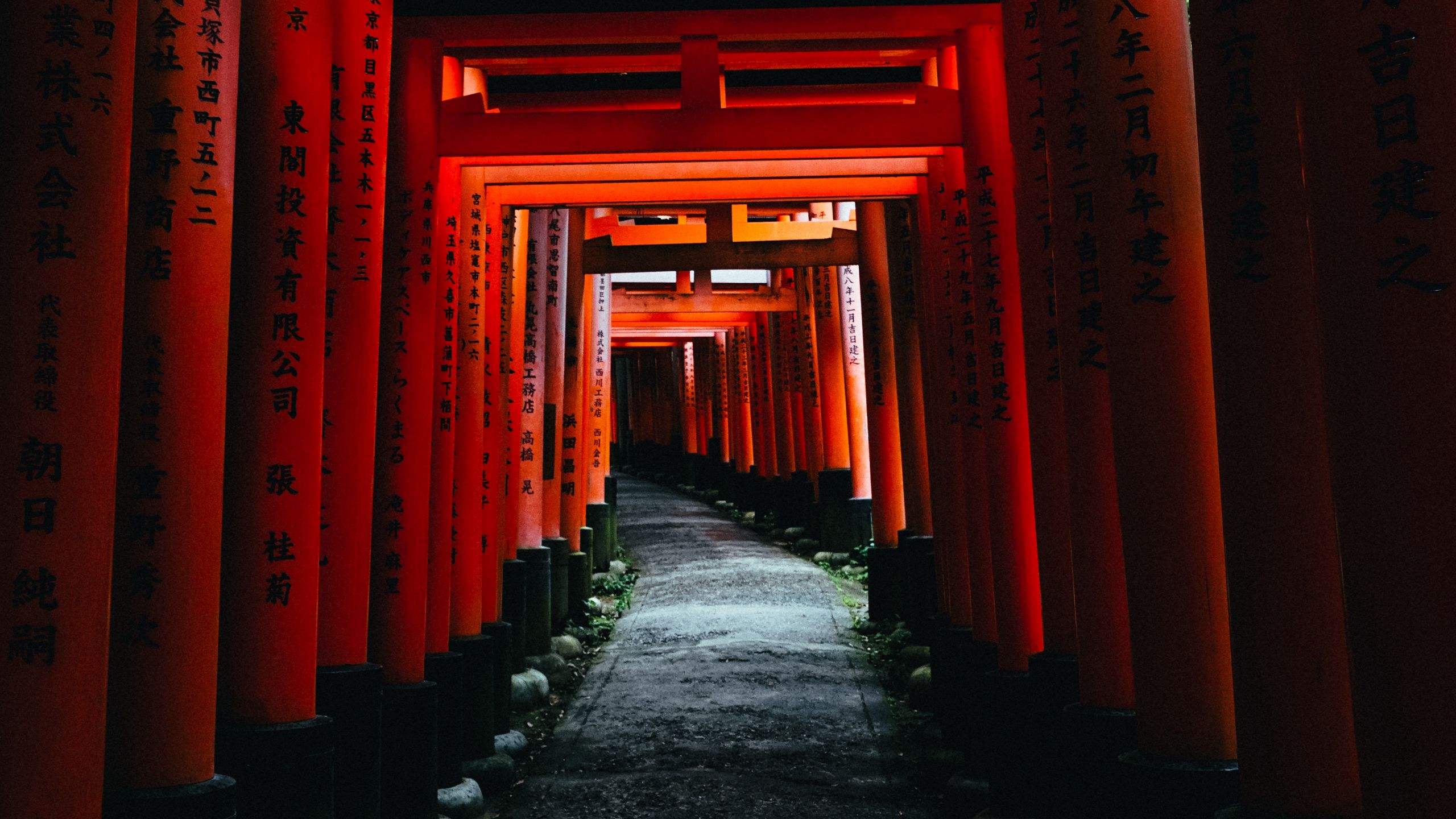 Download wallpaper 2560x1440 gate, torii, architecture, red widescreen