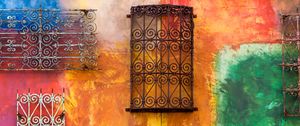 Preview wallpaper gates, wall, stains, multicolored