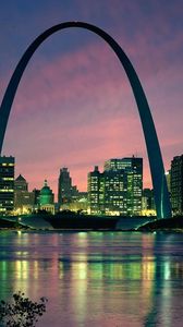 Preview wallpaper gateway arch, saint louis, usa, arch, bridge, building, evening