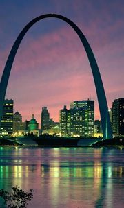 Preview wallpaper gateway arch, saint louis, usa, arch, bridge, building, evening