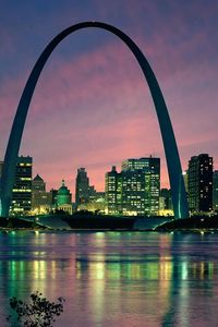 Preview wallpaper gateway arch, saint louis, usa, arch, bridge, building, evening