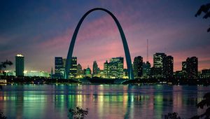 Preview wallpaper gateway arch, saint louis, usa, arch, bridge, building, evening