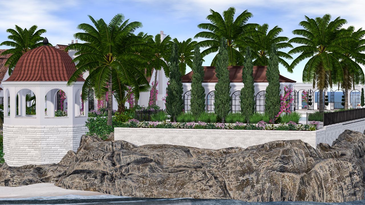 Wallpaper gazebo, architecture, palm trees