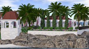 Preview wallpaper gazebo, architecture, palm trees