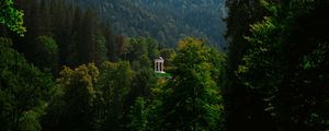 Preview wallpaper gazebo, trees, grass, sky, mountains, landscape, germany