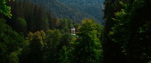 Preview wallpaper gazebo, trees, grass, sky, mountains, landscape, germany