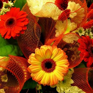 Preview wallpaper gerbera, colorful, flowers, bouquet, decoration