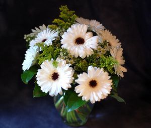 Preview wallpaper gerbera, flowers, bouquets, greens, vase