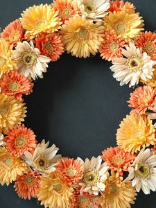 Preview wallpaper gerbera, flowers, wreath, surface