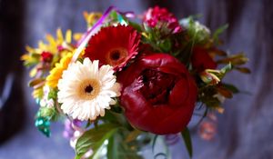 Preview wallpaper gerbera, peony, bud, flower, bouquet, decoration