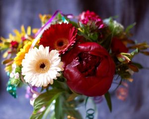 Preview wallpaper gerbera, peony, bud, flower, bouquet, decoration