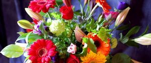 Preview wallpaper gerbera, roses, hydrangea, lilies, flowers, bouquet, decoration, elegant