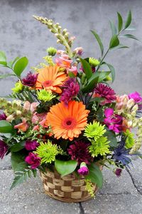Preview wallpaper gerberas, chrysanthemums, flowers, basket, combination, composition