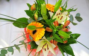 Preview wallpaper gerberas, lilies, flowers, bouquet, decoration