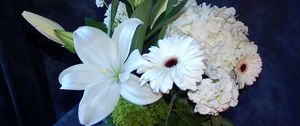 Preview wallpaper gerberas, lilies, hydrangeas, flowers, bouquet, white