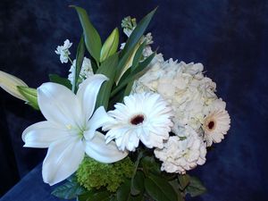 Preview wallpaper gerberas, lilies, hydrangeas, flowers, bouquet, white