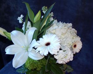 Preview wallpaper gerberas, lilies, hydrangeas, flowers, bouquet, white