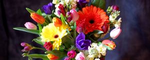 Preview wallpaper gerberas, tulips, flowers, bouquets, composition, design