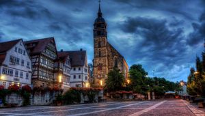 Preview wallpaper germany, area, building, home, church, flowers, hdr
