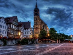 Preview wallpaper germany, area, building, home, church, flowers, hdr