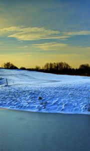 Preview wallpaper germany, ediger-eller, lake, sun, light, snow, winter