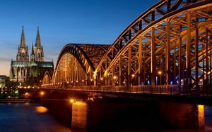 Preview wallpaper germany, night, bridge, light