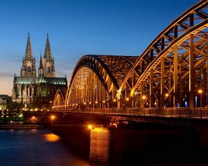 Preview wallpaper germany, night, bridge, light