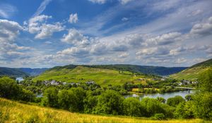 Preview wallpaper germany, sinsheim, river, sky