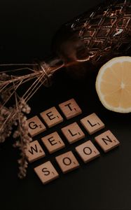 Preview wallpaper get well, inscription, lemon, vase