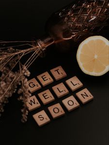 Preview wallpaper get well, inscription, lemon, vase