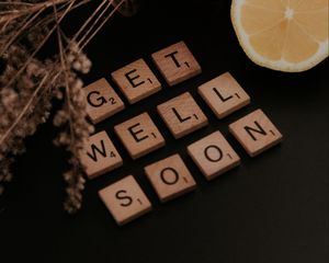 Preview wallpaper get well, inscription, lemon, vase