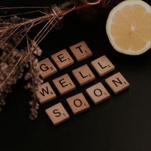 Preview wallpaper get well, inscription, lemon, vase