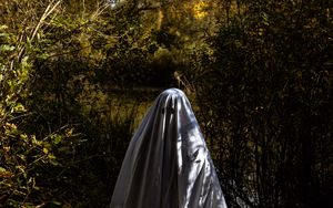 Preview wallpaper ghost, cape, bushes, white
