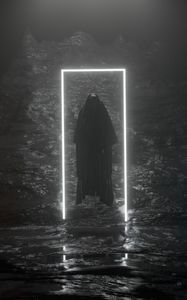 Preview wallpaper ghost, cloak, neon, frame, gloomy, dark