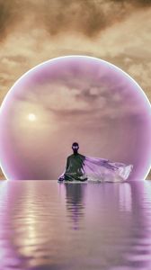 Preview wallpaper ghost, meditation, water, sphere