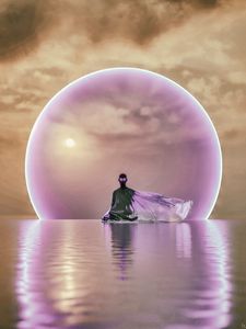 Preview wallpaper ghost, meditation, water, sphere