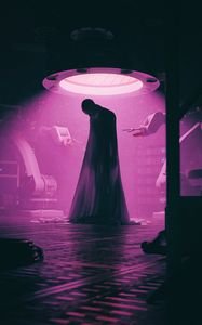 Preview wallpaper ghost, silhouette, cloak, light, purple