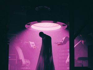 Preview wallpaper ghost, silhouette, cloak, light, purple